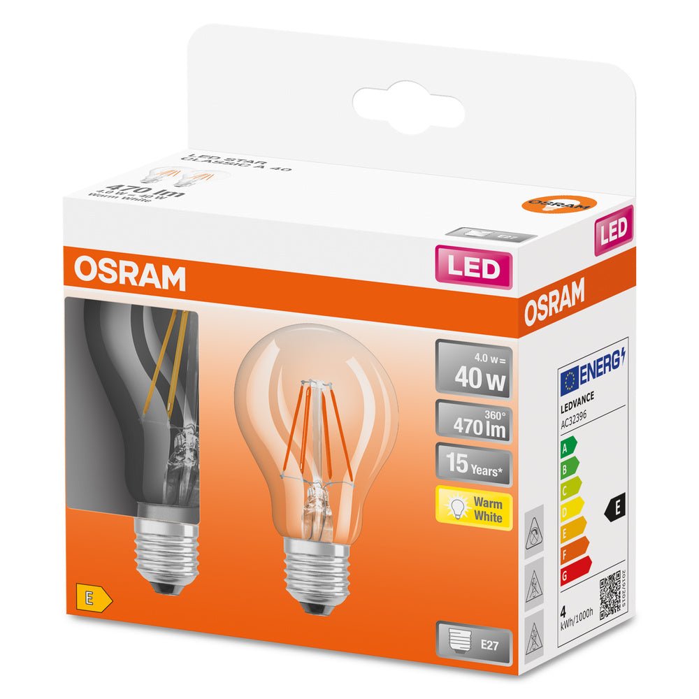 4058075330214 - 2 ks filamentová žárovka LED STAR CLASSIC E27 4W teplá bílá - Žárovka - LEDVANCE e - shop