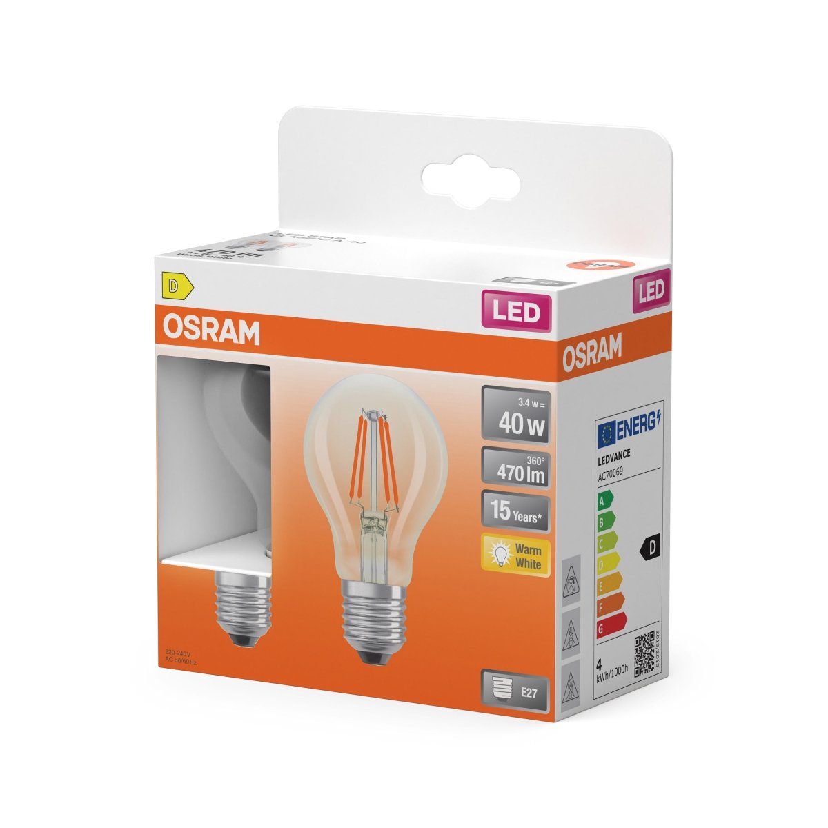 4099854468551 - 2 ks filamentová žárovka LED STAR CLASSIC E27 4W teplá bílá OSRAM - Žárovka - LEDVANCE e - shop