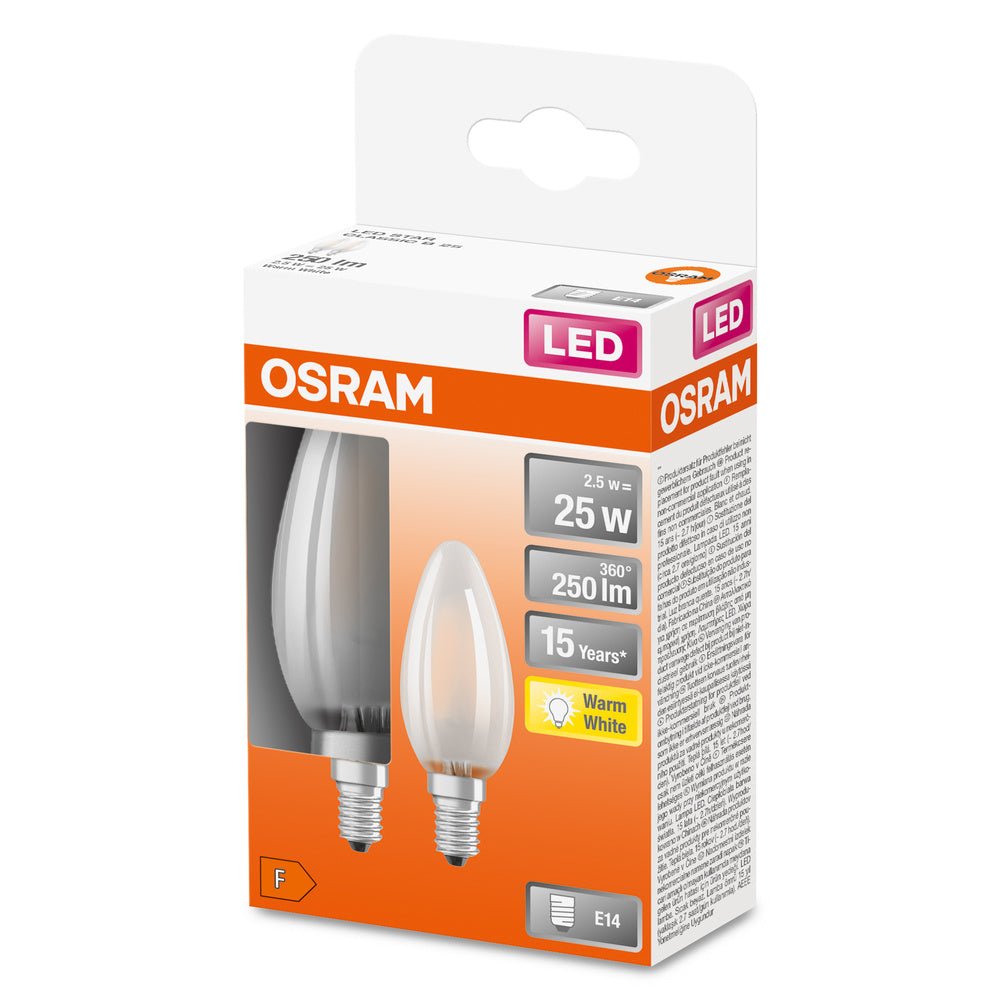 2 ks kvalitní LED žárovka E14 2.5 W STAR teplá bílá