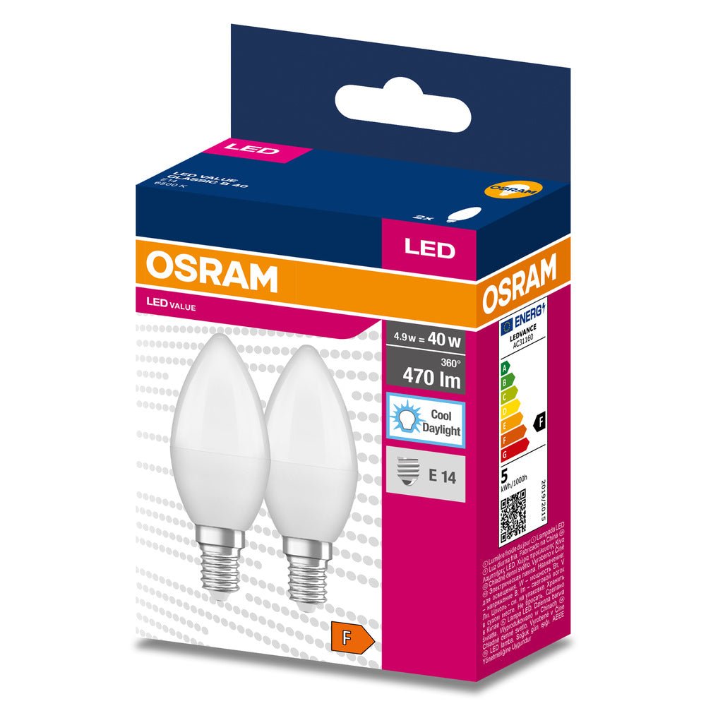 2 ks LED žárovka E14 4.9 W CLASSIC B, studená denní bílá