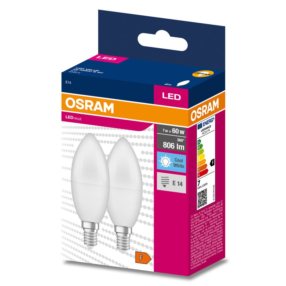 2 ks LED žárovka E14 7.5 W CLASSIC B, studená bílá