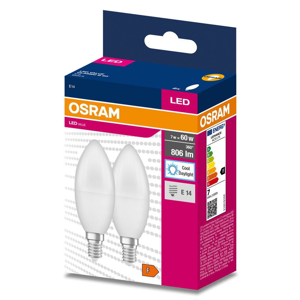 2 ks LED žárovka E14 7.5 W CLASSIC B, studená denní bílá