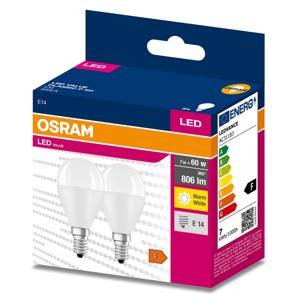 2 ks LED žárovka E14 806 lm 7.5 W CLASSIC P, teplá bílá