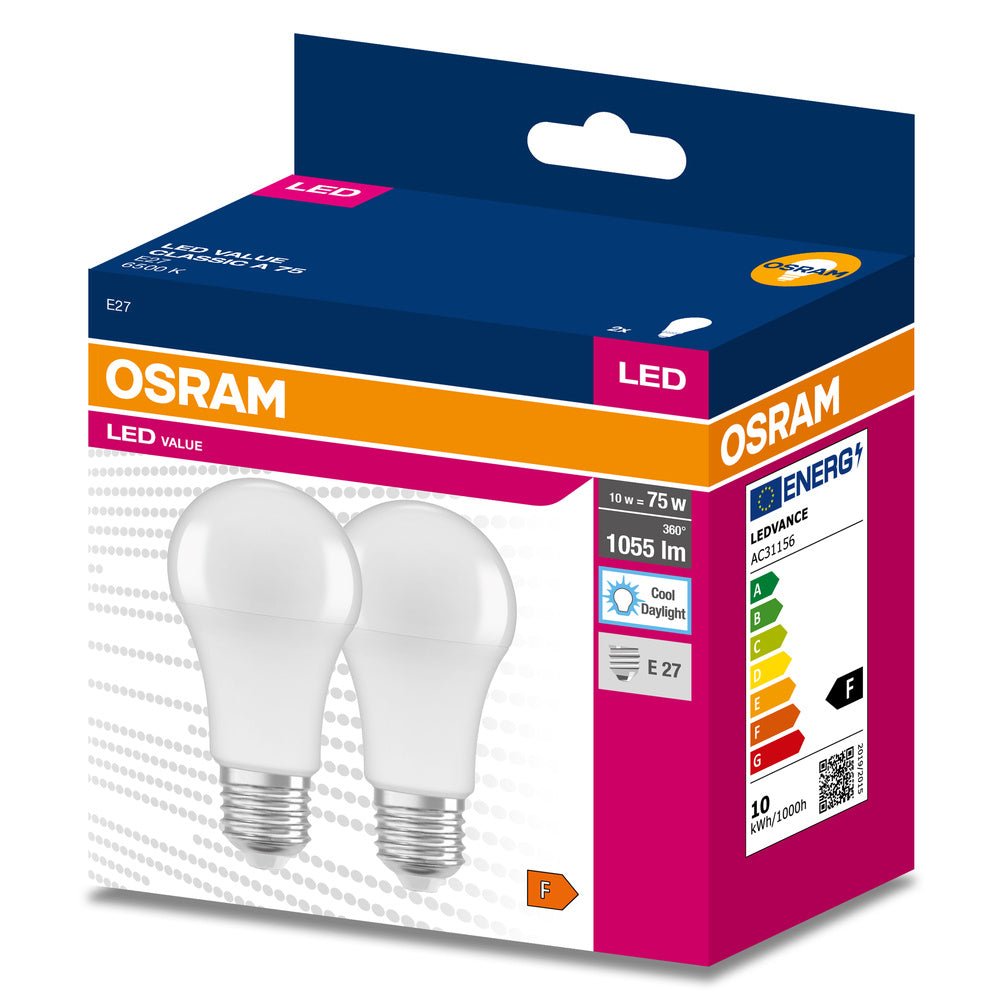 2 ks LED žárovka E27 10 W CLASSIC A, studená denní bílá