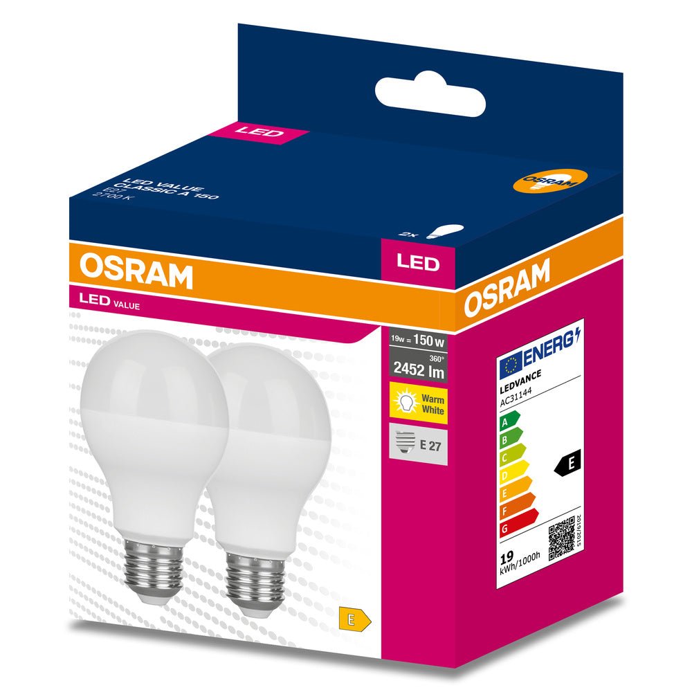 2 ks LED žárovka E27 3000 K CLASSIC A, teplá bílá