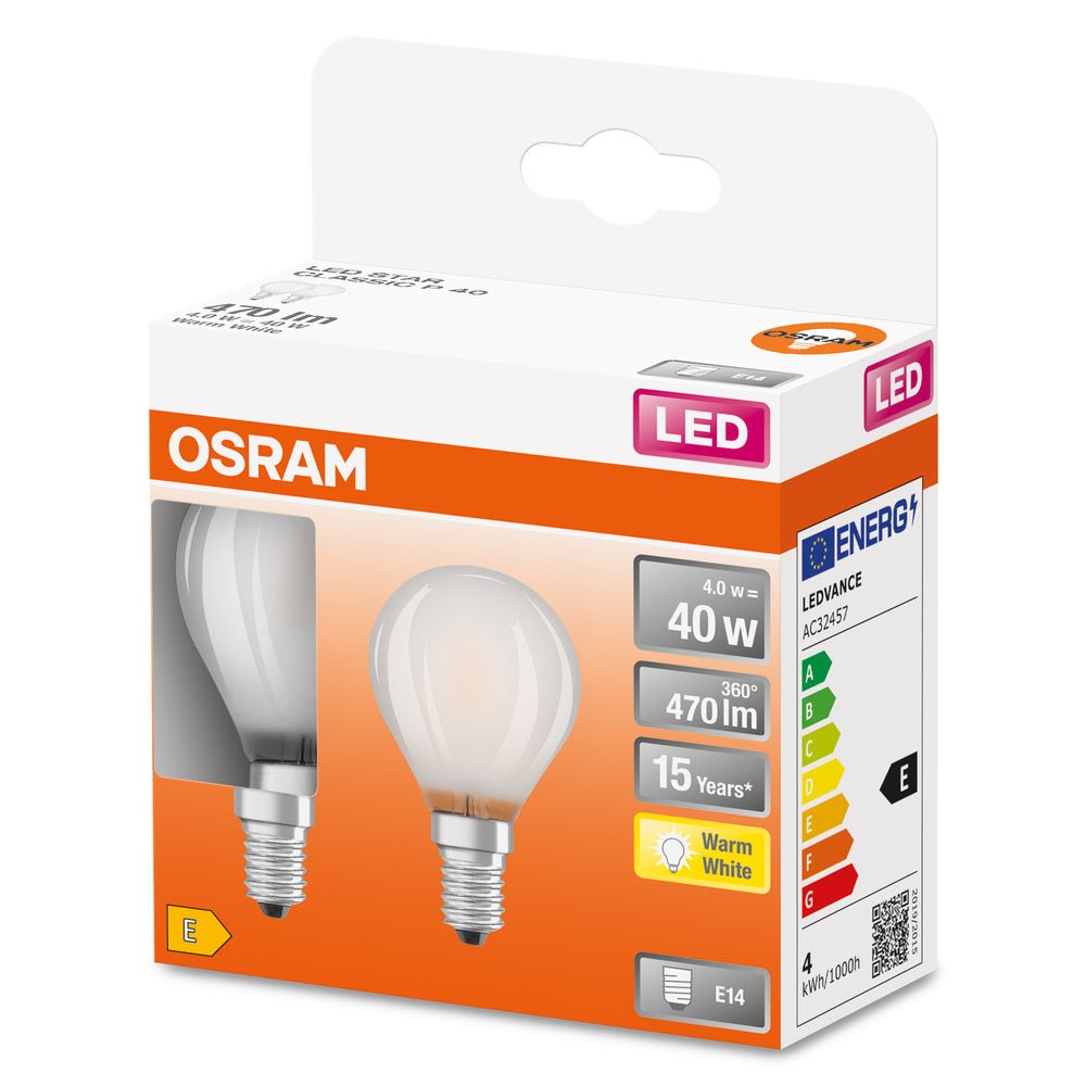 2 ks matná LED žárovka E14 4 W STAR CLASSIC teplá bílá