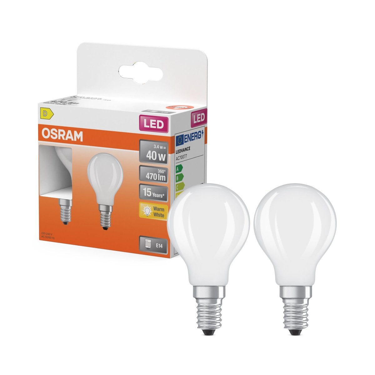 4099854469152 - 2 ks matná LED žárovka E14 4 W STAR CLASSIC teplá bílá OSRAM - Žárovka - LEDVANCE e - shop
