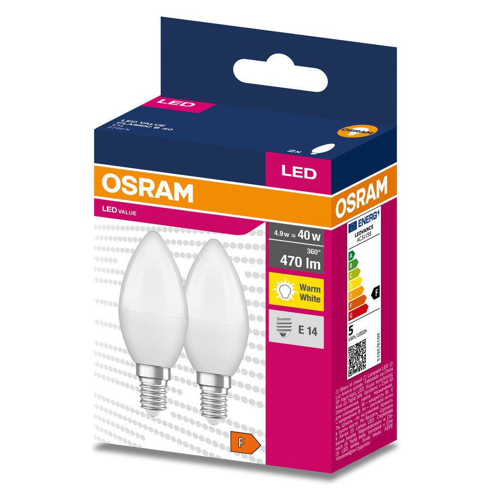 2 ks matná LED žárovka E14 4.9 W 470 lm CLASSIC B, teplá bílá