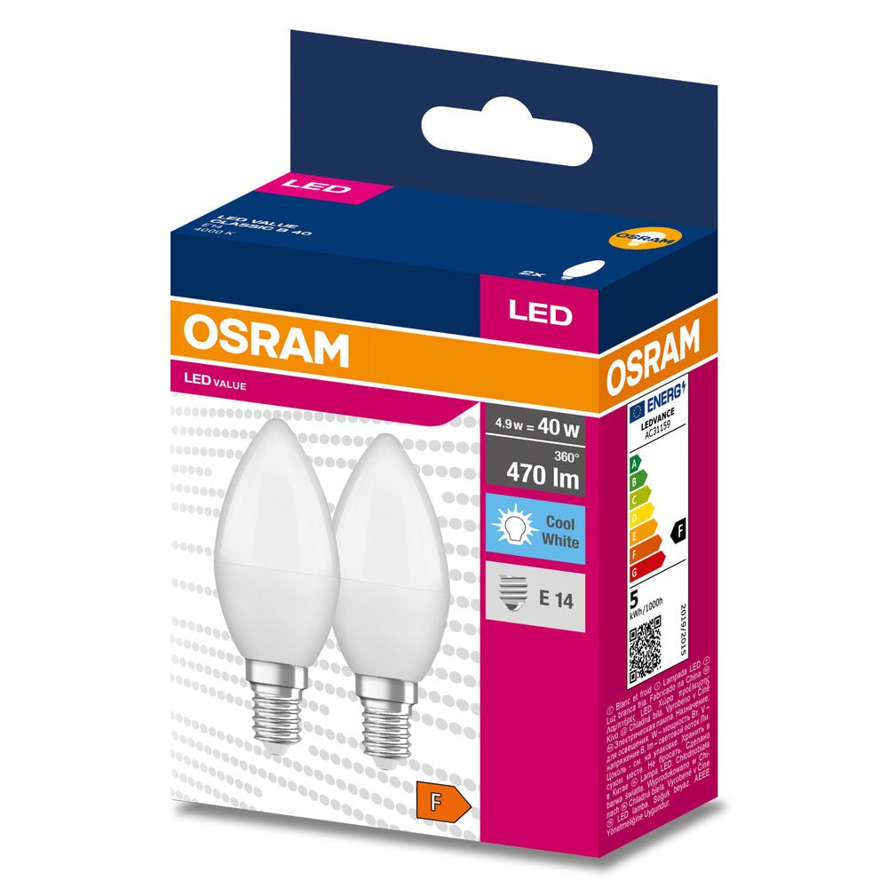 2 ks matná LED žárovka E14 4.9 W CLASSIC B, studená bílá