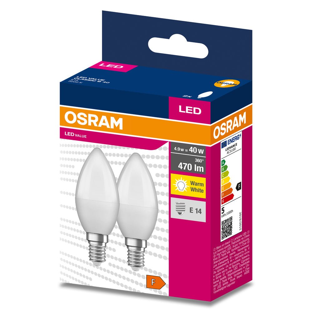 2 ks matná LED žárovka E14 4.9 W CLASSIC B, teplá bílá