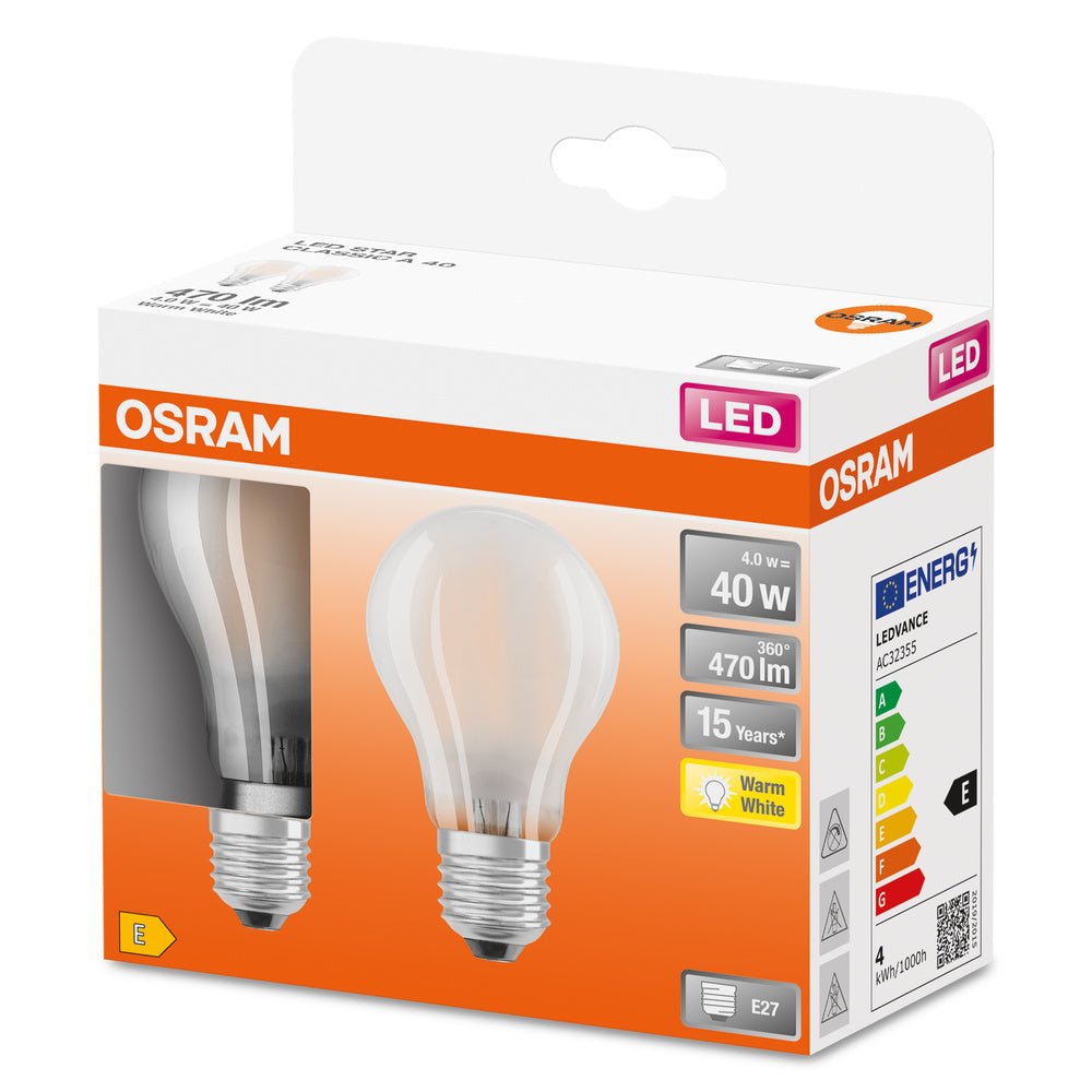 2 ks matná LED žárovka E27 4 W STAR CLASSIC teplá bílá