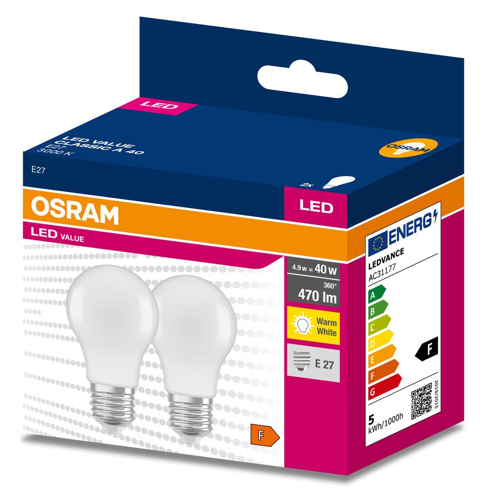 2 ks matná LED žárovka E27 4.9 W CLASSIC A, teplá bílá