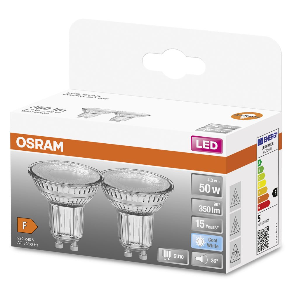 4058075452473 - 2 ks reflektorová LED žárovka STAR GU10 4.3W studená bílá - Žárovka - LEDVANCE e - shop