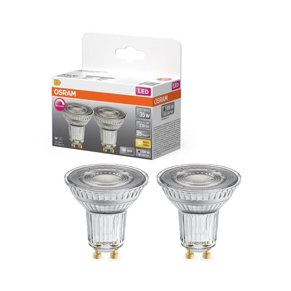 2 ks reflektorová LED žárovka SUPERSTARU10 3.4W teplá bílá OSRAM