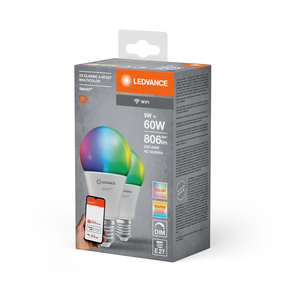 4058075778771 - 2x chytrá RGBW LED WiFi žárovka E27 9W CLASSIC A - Žárovka - LEDVANCE e - shop
