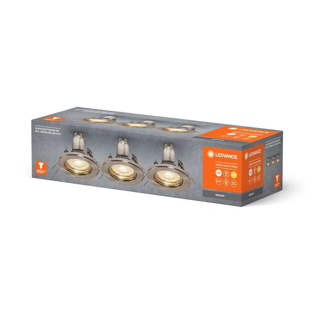 4058075611290 - 3 ks elegantní mat nikl LED stropní bodovky GU10 2.6W, 2700K - Podhledové svítidlo - LEDVANCE e - shop