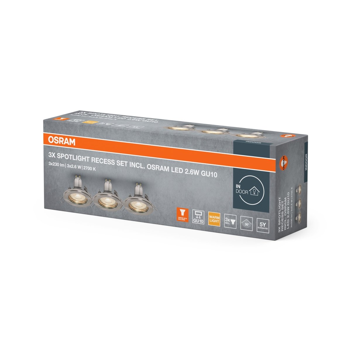 4099854482786 - 3 ks elegantní mat nikl LED stropní bodovkyU10 2.6W, 2700K OSRAM - Podhledové svítidlo - LEDVANCE e - shop
