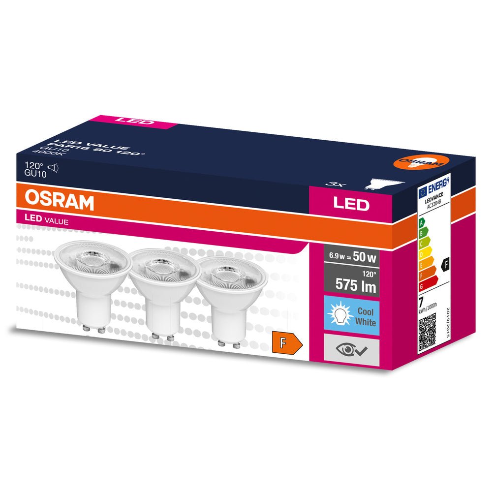 3 ks LED bodovka GU10 6.9 W 120° PAR16, studená bílá