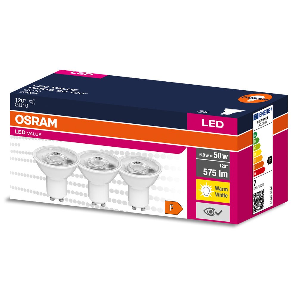 3 ks LED bodovka GU10 6.9 W 120° PAR16, teplá bílá