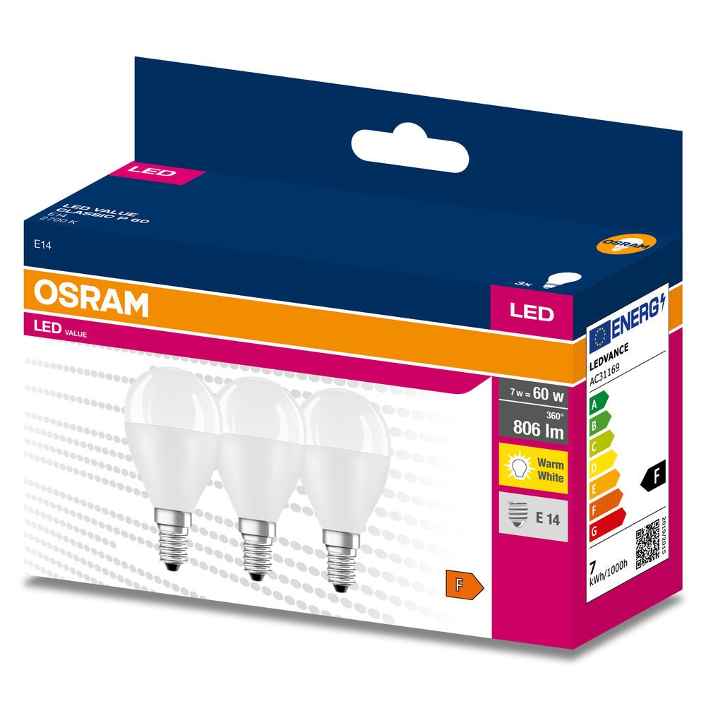 3 ks LED žárovka E14 7.5 W CLASSIC P, teplá bílá