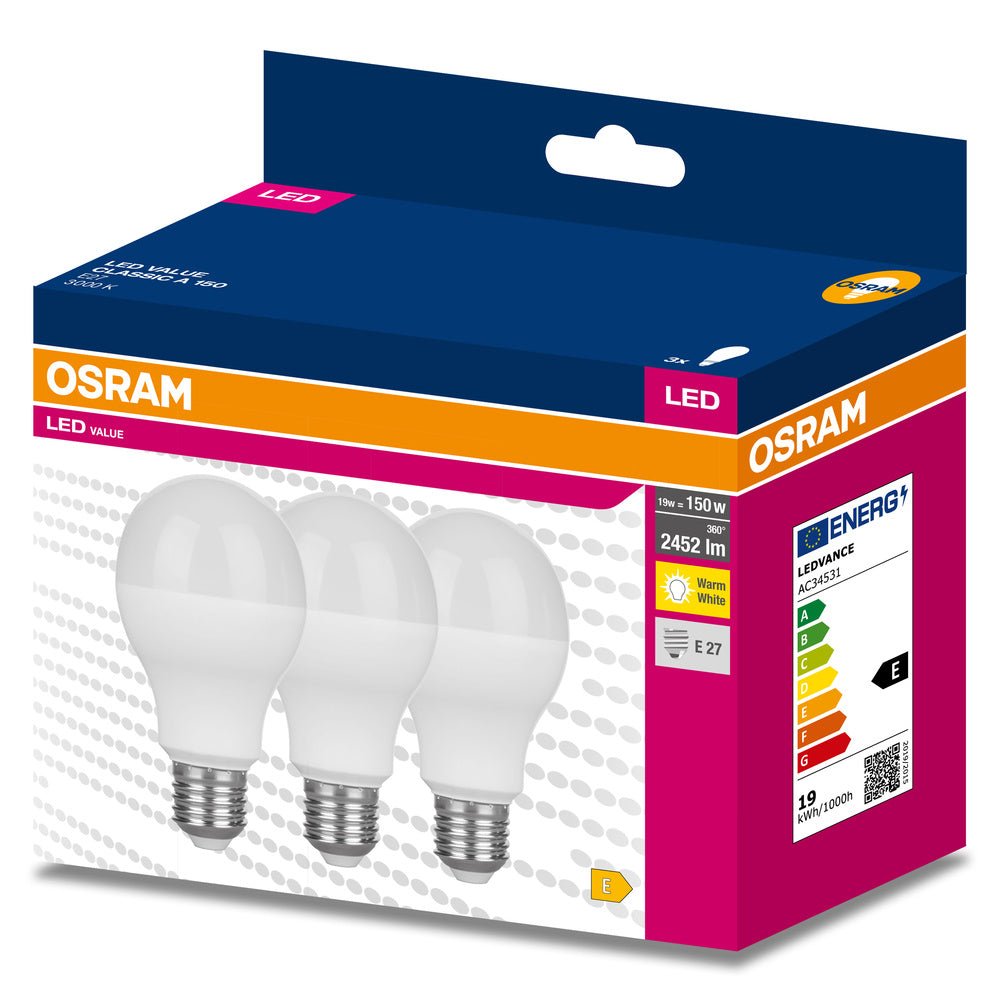 3 ks LED žárovka E27 19 W 3000 K  CLASSIC A, teplá bílá