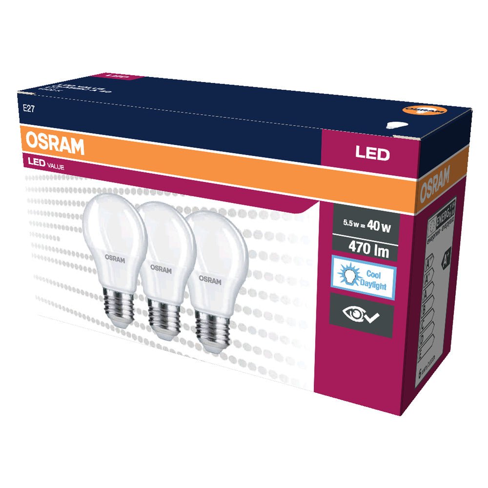 3 ks LED žárovka E27 4.9 W CLASSIC A, studená denní bílá