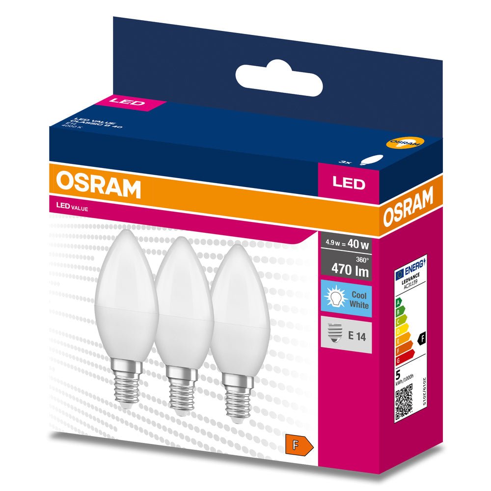 3 ks matná LED žárovka E14 4.9 W CLASSIC B, studená bílá