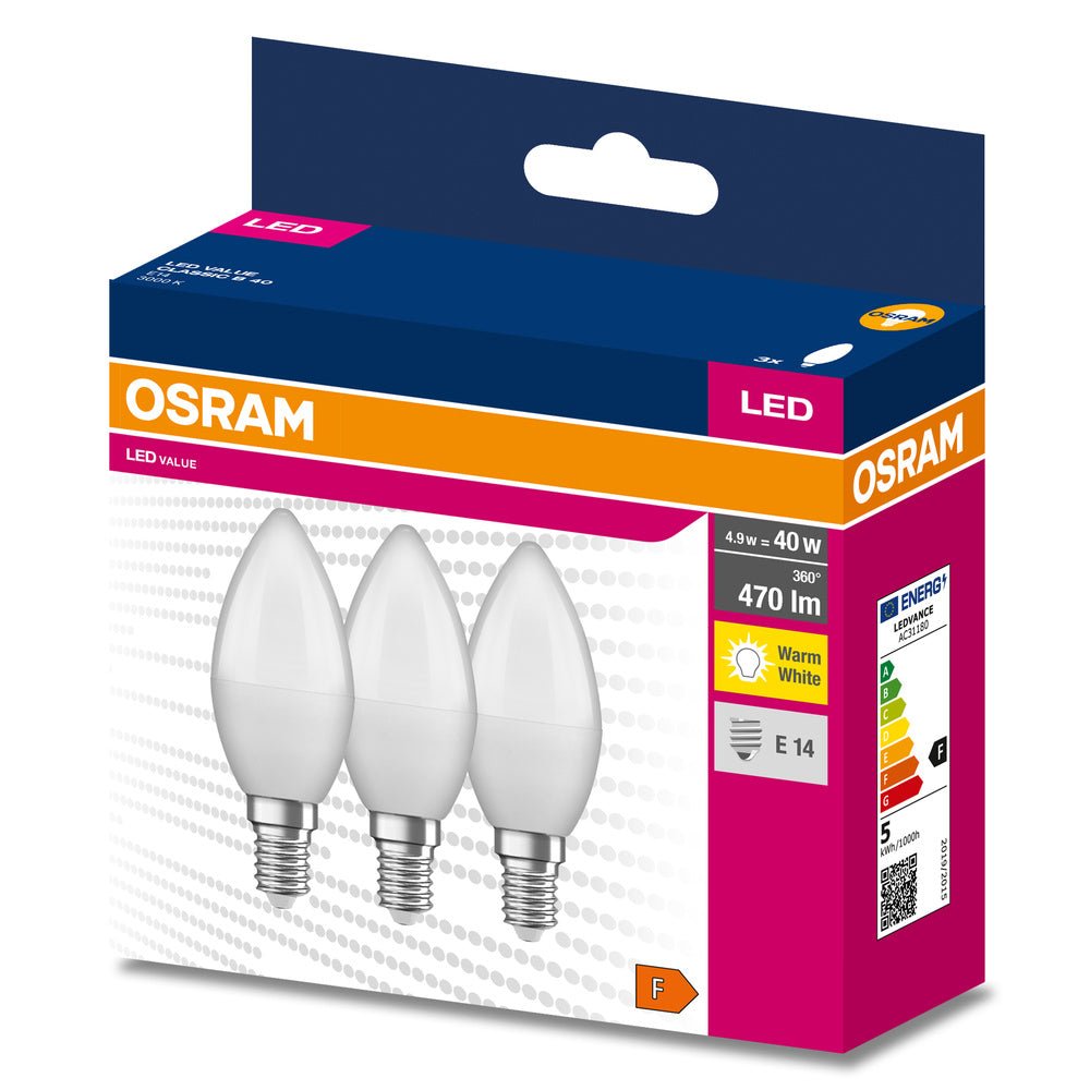 3 ks matná LED žárovka E14 4.9 W CLASSIC B, teplá bílá