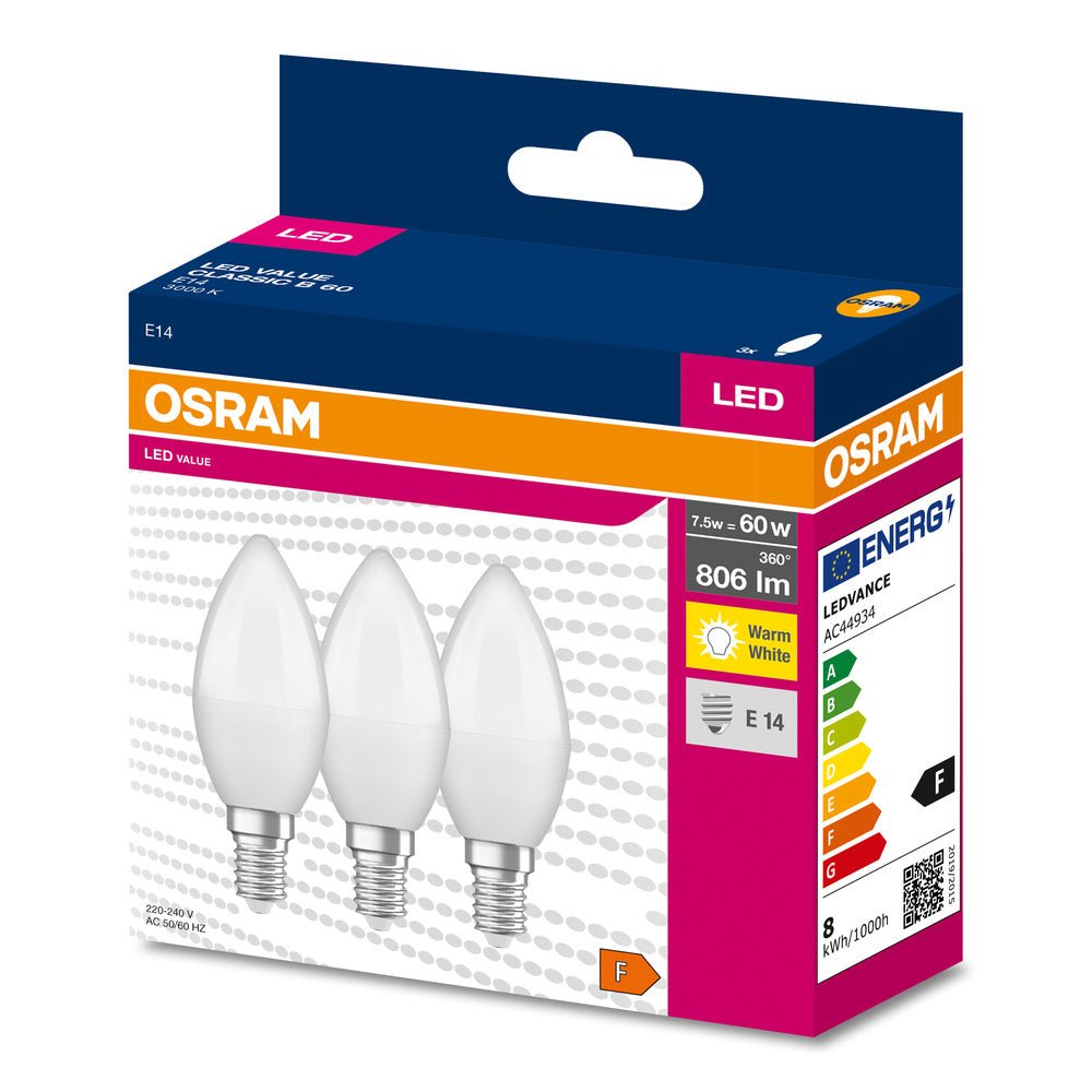 4058075628748 - 3 ks matná LED žárovka E14 7.5 W CLASSIC B, teplá bílá - Žárovka - LEDVANCE e - shop