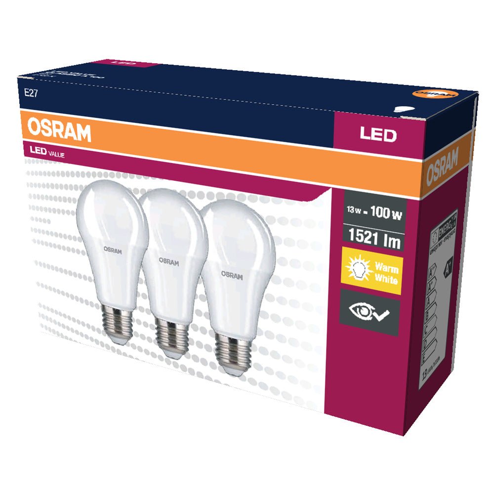 3 ks matná LED žárovka E27 13 W 1521 lm CLASSIC A, teplá bílá