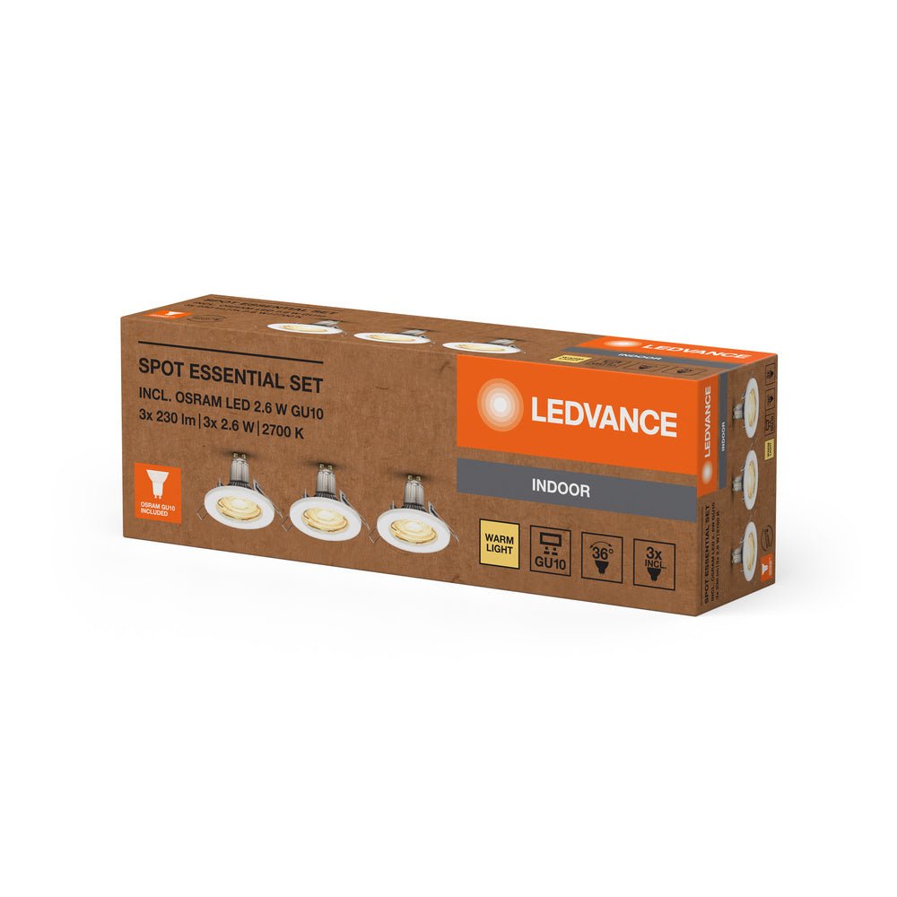 4099854103629 - 3 ks stříbrné LED podhledové svítidlo ESSENTIAL SET, teplá bílá - Podhledové svítidlo - LEDVANCE e - shop