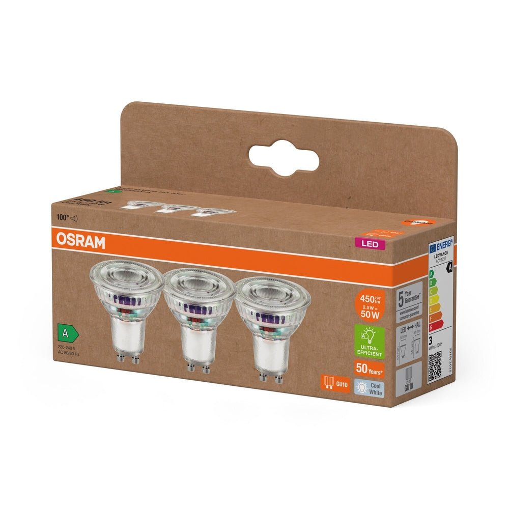 4099854277924 - 3 ks ultra účínná LED bodovka 2.5W GU10 PAR16, studená bílá - Žárovka - LEDVANCE e - shop