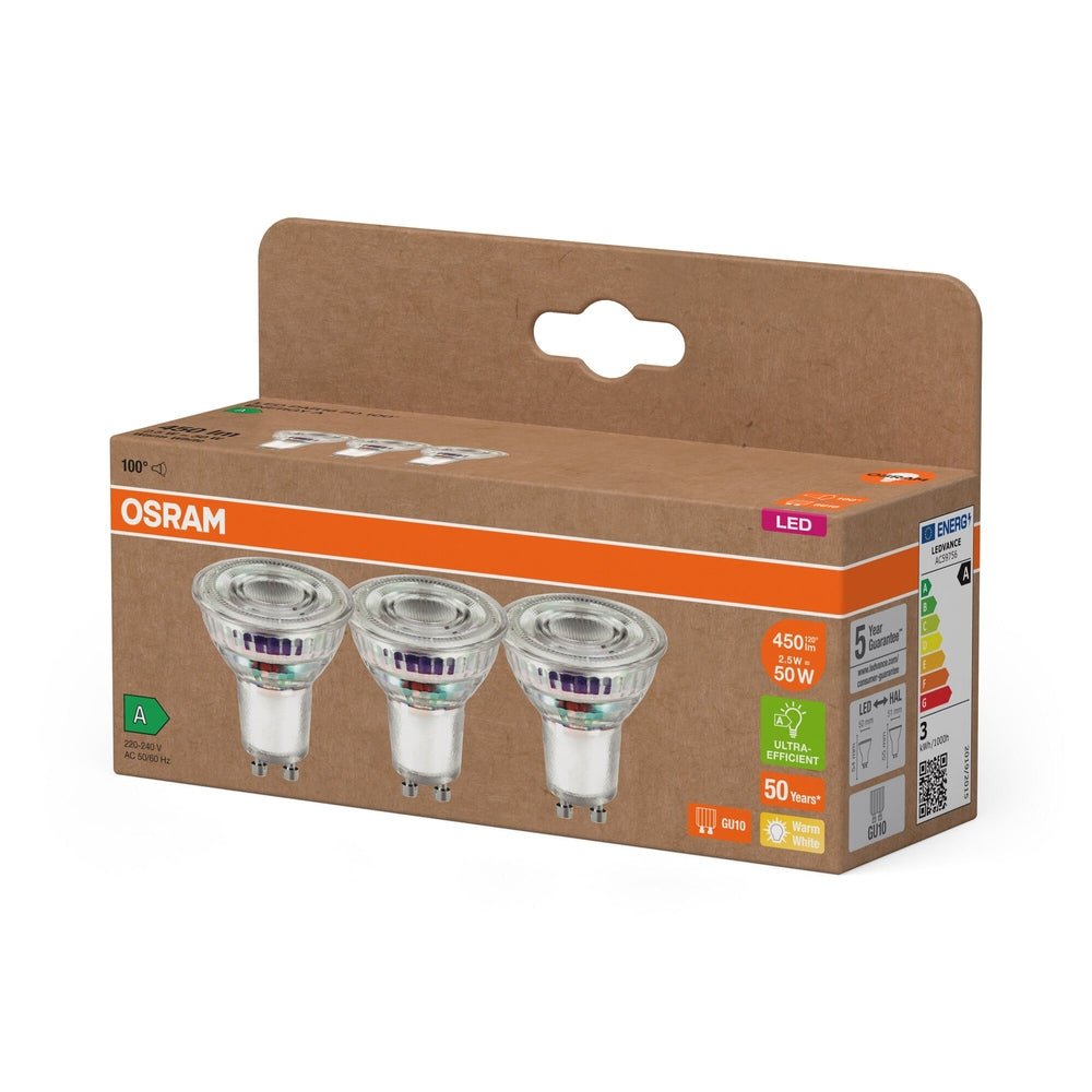4099854277900 - 3 ks ultra účínná LED bodovka 2.5W GU10 PAR16, teplá bílá - Žárovka - LEDVANCE e - shop