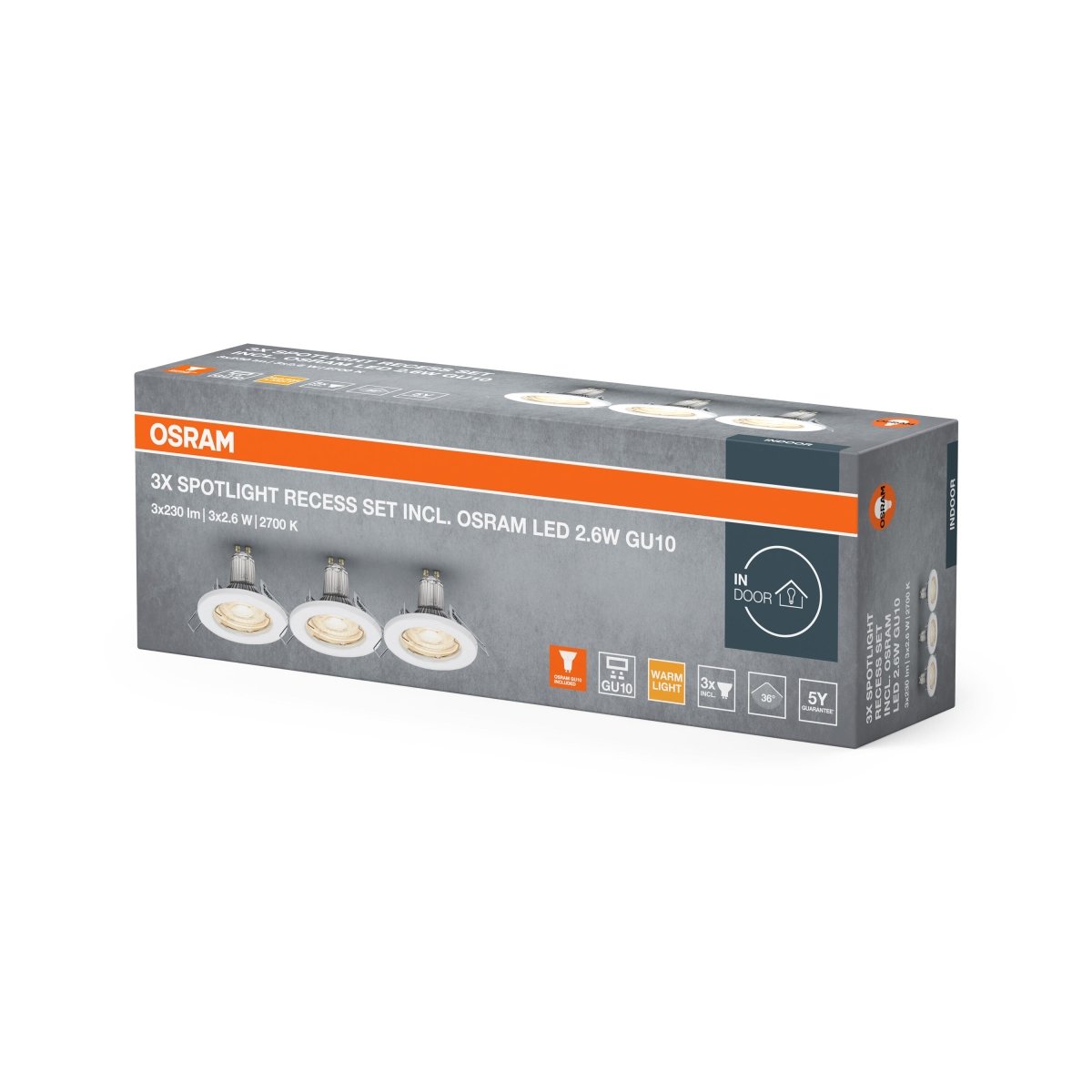 4099854482953 - 3ks elegantní bílé LED stropní bodovkyU10 2.6W, 2700K OSRAM - Podhledové svítidlo - LEDVANCE e - shop