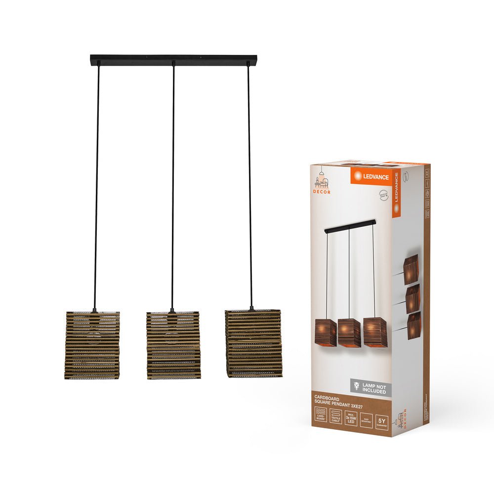 Kartonové stropní svítidlo 3 x E27 SQUARE PENDANT