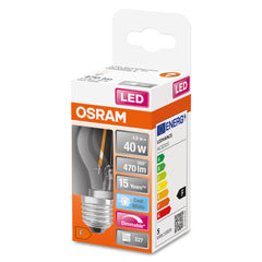 Průhledná LED stmívatelná žárovka E27 4,8 W CLASSIC P, studená bílá