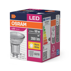 LED bodovka GU10 4,3 W PAR16, teplá bílá, náhrada 50 W