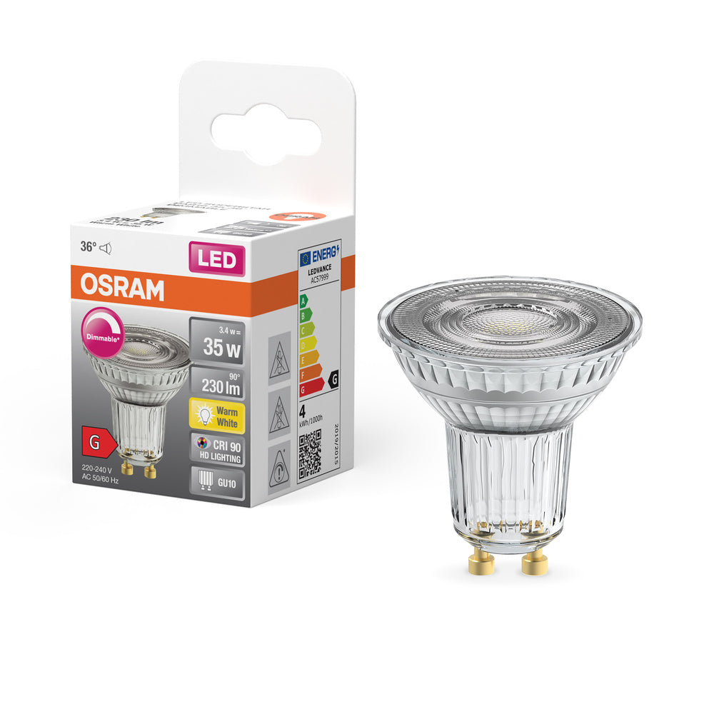 LED stmívatelná bodovka GU10 3,4 W PIN BASE SUPERSTAR, teplá bílá