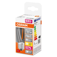 Stmívatelná průhledná LED žárovka E27 4,8 W EDISON, teplá bílá