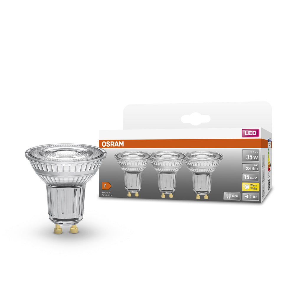 3 ks reflektorová LED bodovka GU10 2,6 W STAR, teplá bílá