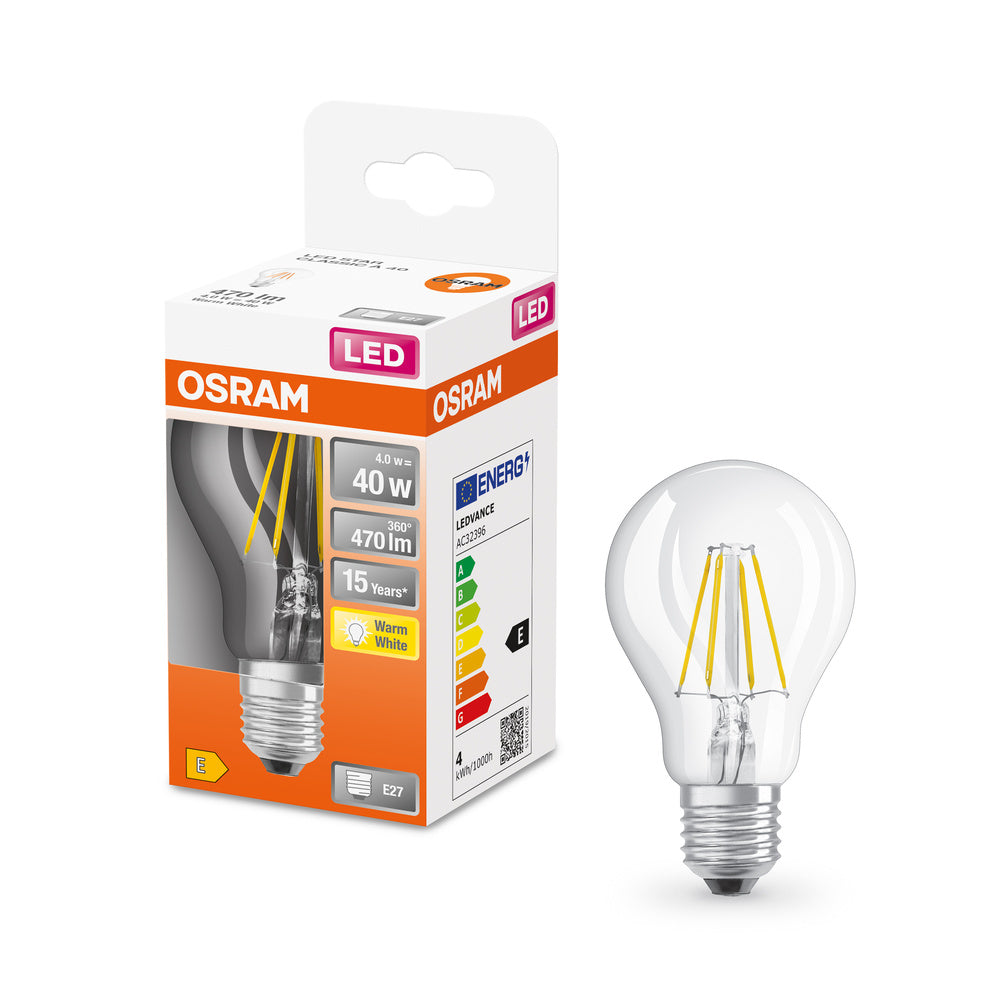 Klasická průhledná LED žárovka E27 4 W STAR, teplá bílá