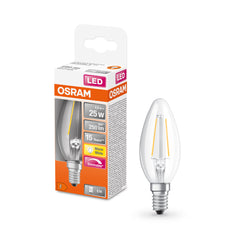 Stmívatelná LED svíčková žárovka E14 2,8 W CLASSIC B, teplá bílá