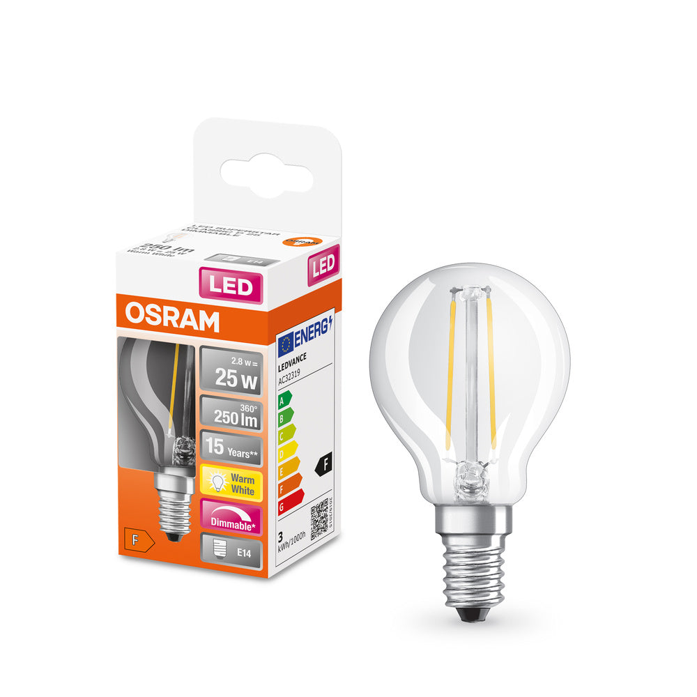 Stmívatelná LED žárovka E14 2,8 W CLASSIC P, teplá bílá