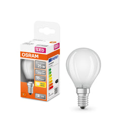 Matná LED mini žárovka E14 2,5 W CLASSIC P, teplá bílá