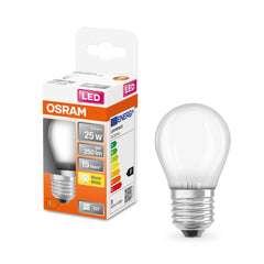 Matná mini LED žárovka E27 2,5 W CLASSIC P, teplá bílá