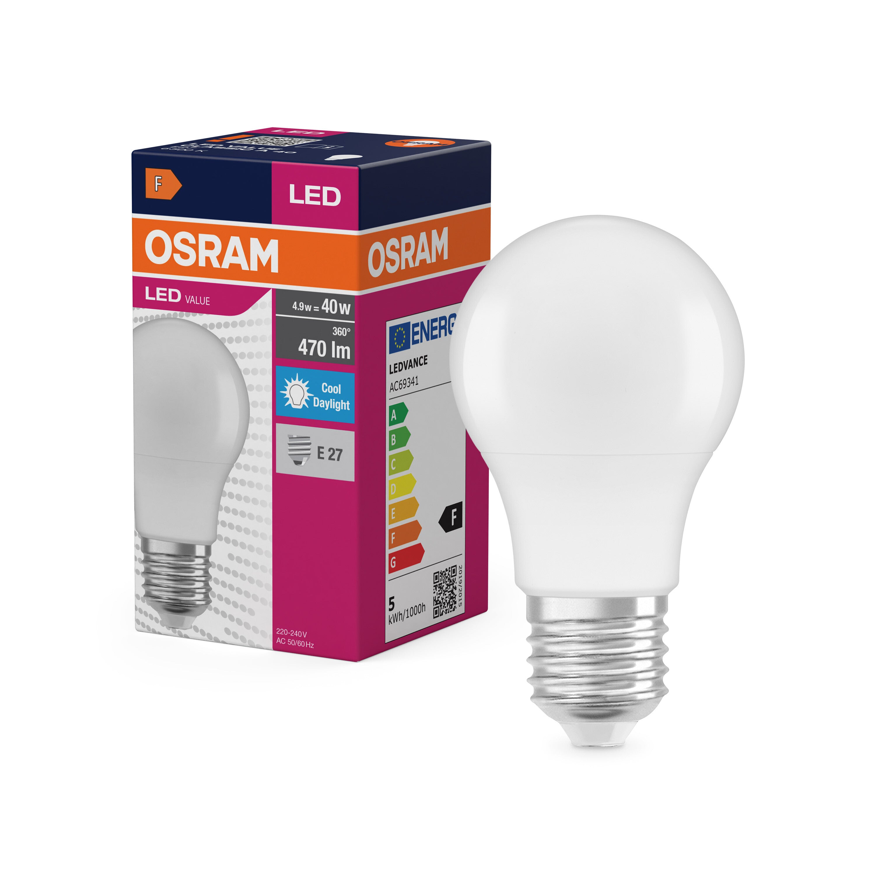 4099854109676 - Matná LED žárovka E27 4,9 W CLASSIC A, denní světlo 6500K - Žárovka - LEDVANCE e-shop