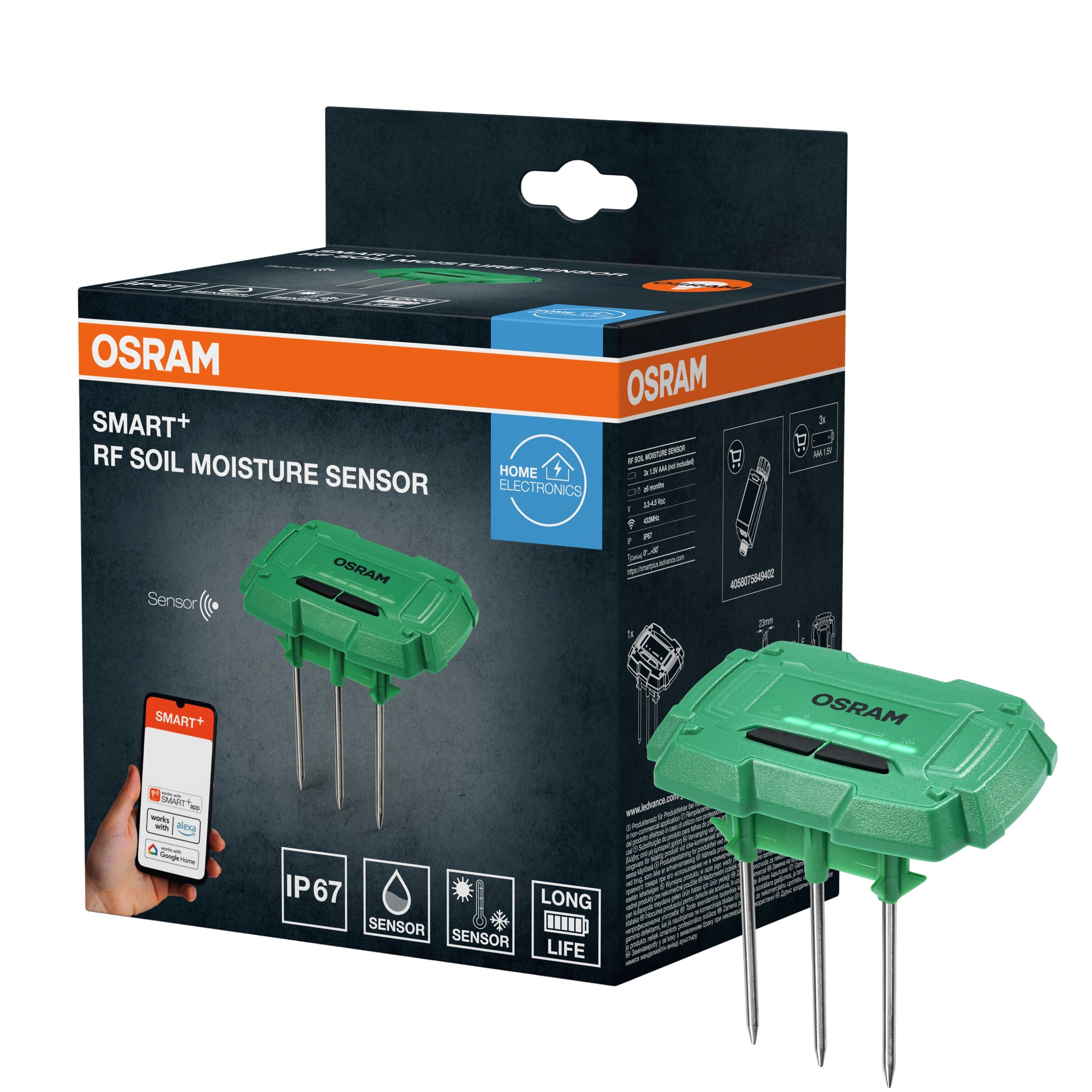 4058075849426 - SMART+ Chytrý senzor vlhkosti půdy WiFi, zelená - Doplněk - LEDVANCE e-shop