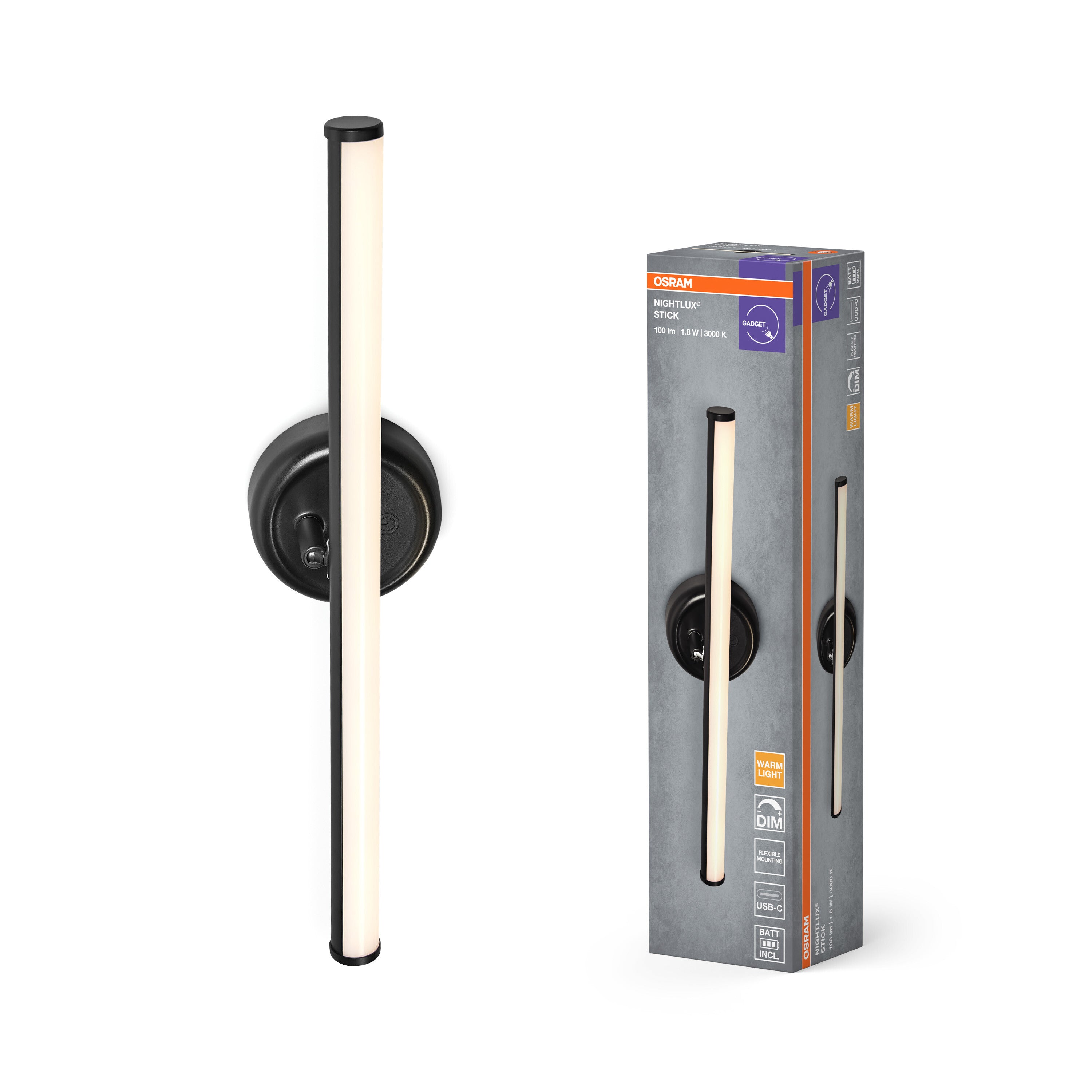 4099854478888 - Orientační svítidlo NIGHTLUX® Stick, černá, teplá bílá - Orientační svítidlo - LEDVANCE e-shop