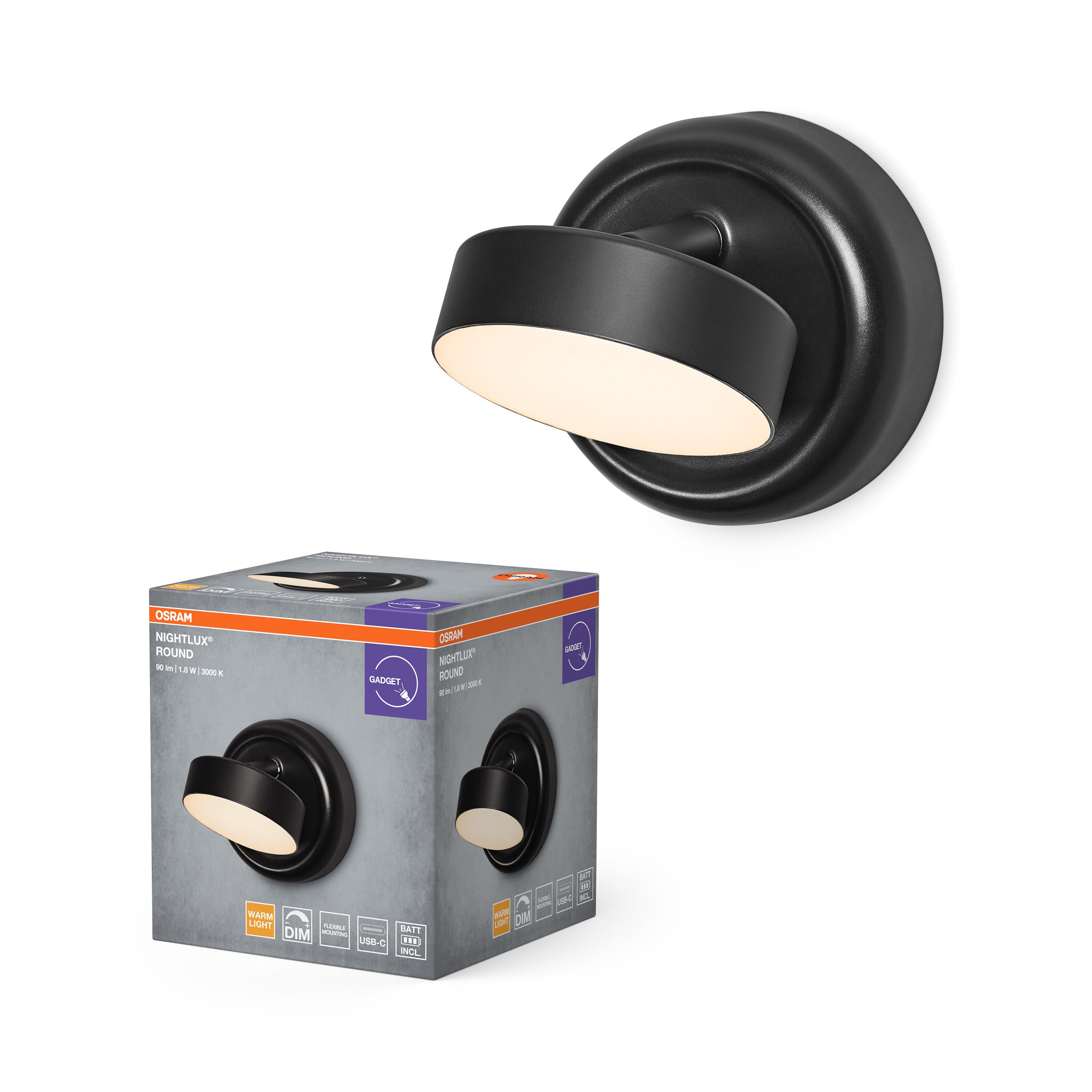 4099854478826 - Orientační svítidlo NIGHTLUX® Round, černá, teplá bílá - Orientační svítidlo - LEDVANCE e-shop