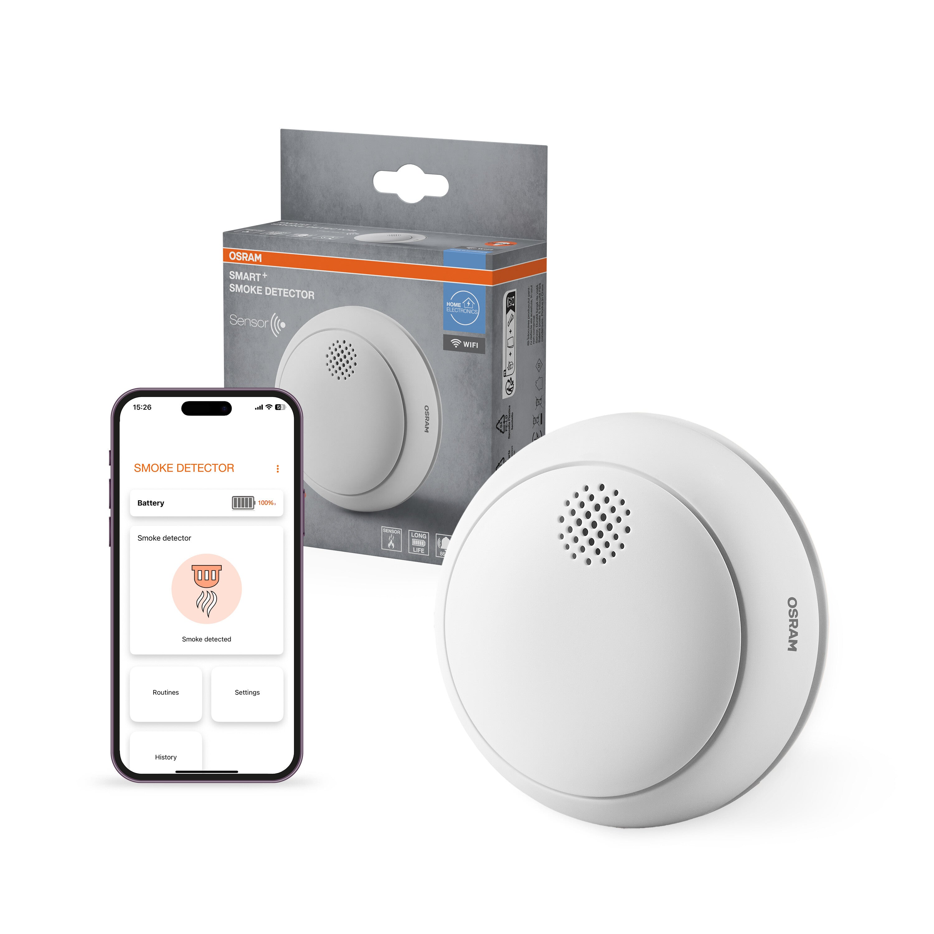 4099854418105 - SMART+ Chytrý detektor kouře WiFi Bílá - Doplněk - LEDVANCE e-shop